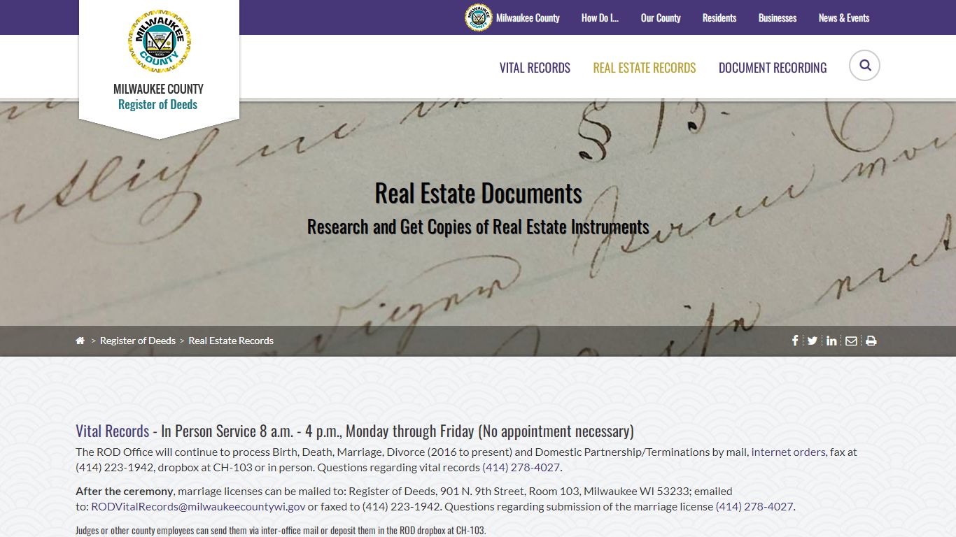 Real Estate Records | Milwaukee County Register of Deeds